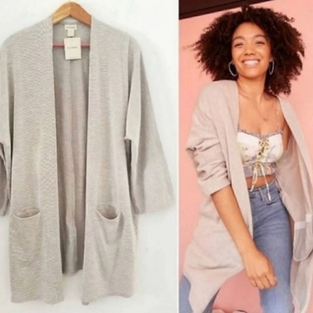 Donni. Ribbed Open Front Cardigan